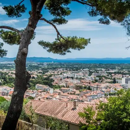 Panorama on the old town Hyères in France